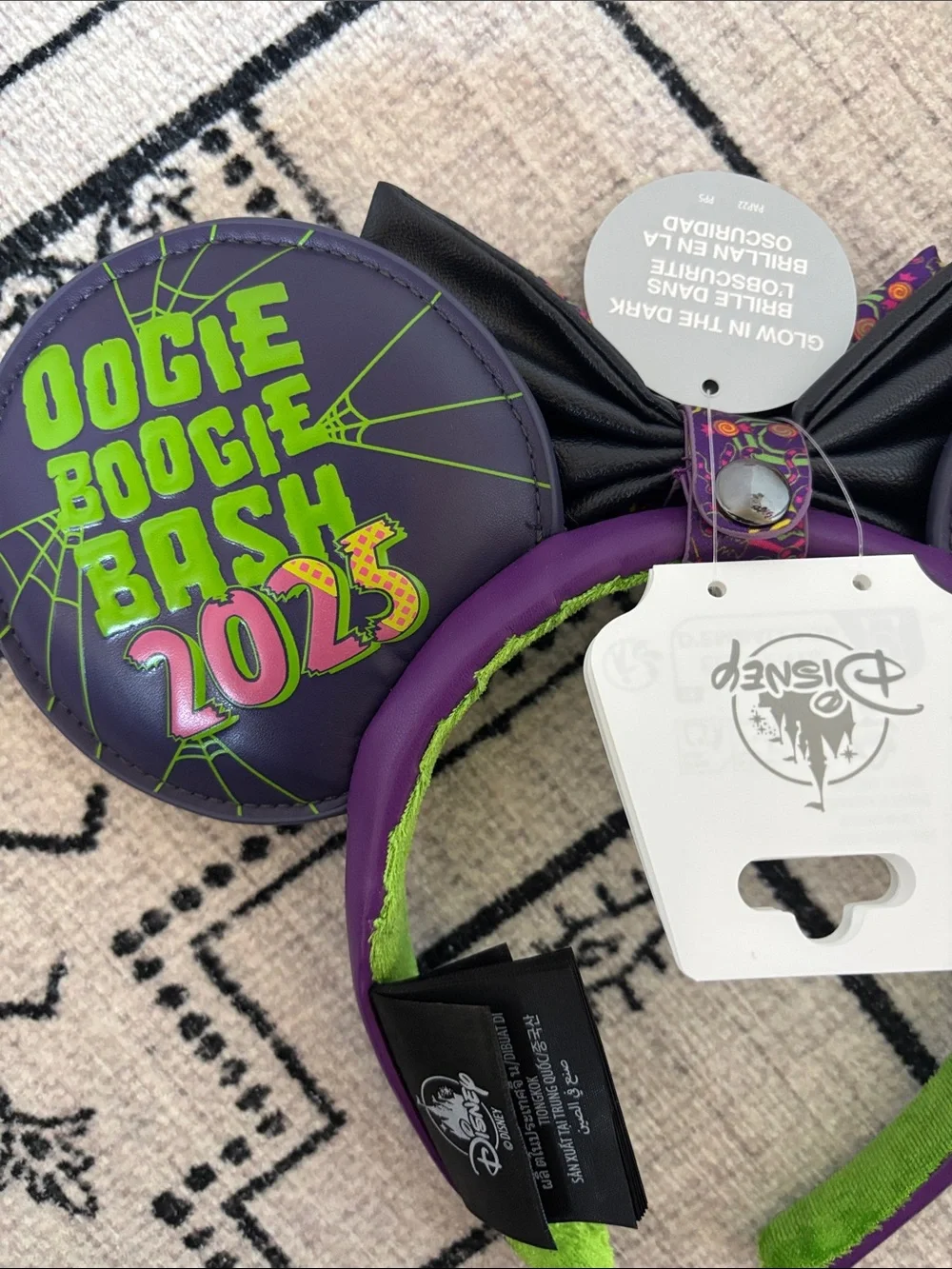 NWT 2025 Glow In The Dark Oogie Boogie Backpack Crossbody Bag & Matching Ears